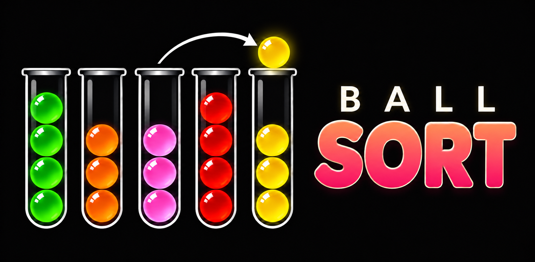 Ball Sort — colorful balls sorted into glass tubes